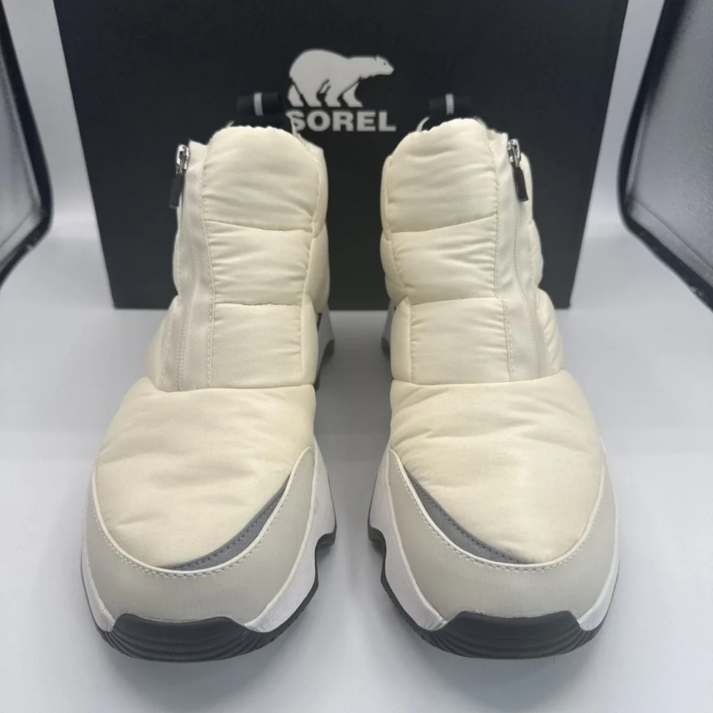 SOREL‎ Women's Kinetic Impact Puffy Zip Waterproof Booties Chalk / Black Size 11